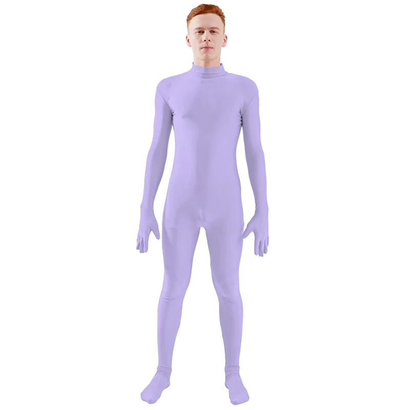 Light Purple Ensnovo, мужской костюм из лайкры и спандекса, водолазка, костюм для йоги, Одежда для танцев, цельный костюм на заказ, костюм для костюмированной вечеринки - Цвет: Light Purple