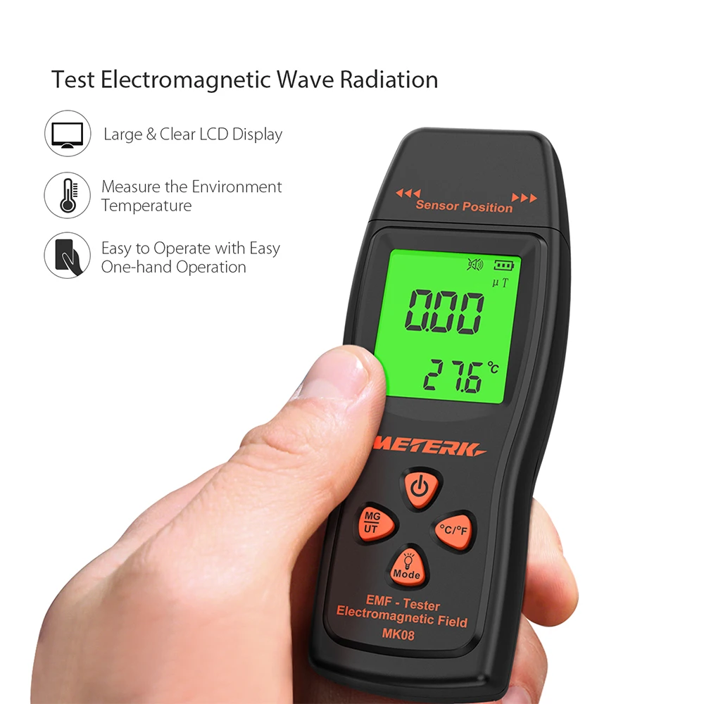 Измеритель Meterk EMF Ручной цифровой мини-детектор с ЖК-дисплеем тестер