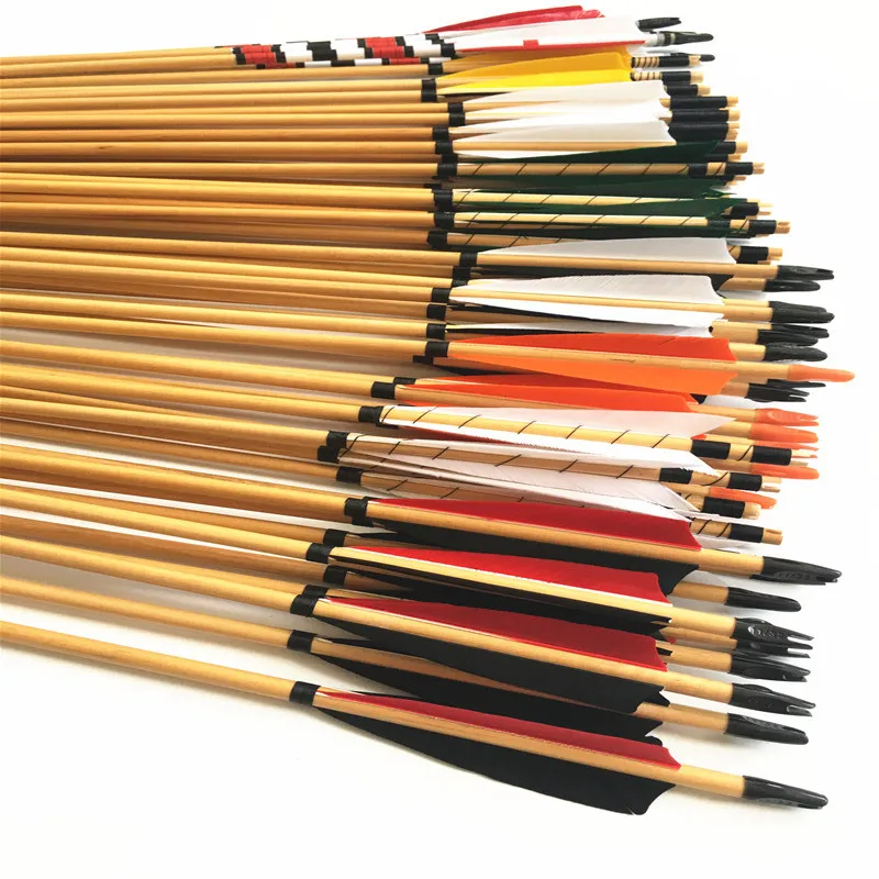 

6/12pcs Archery Hunting wooden Arrows Longbow Lenght 32inches 5'' Turkey Feather OD 8.5mm wooden shaft Shooting