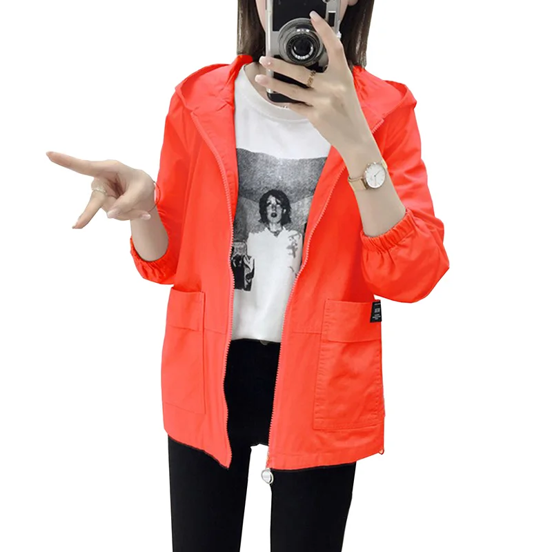 

New Fashion 2020 Spring Autumn Women Solid Basic Loose Women Casual Baseball Jackets Hooded Long Sleeves