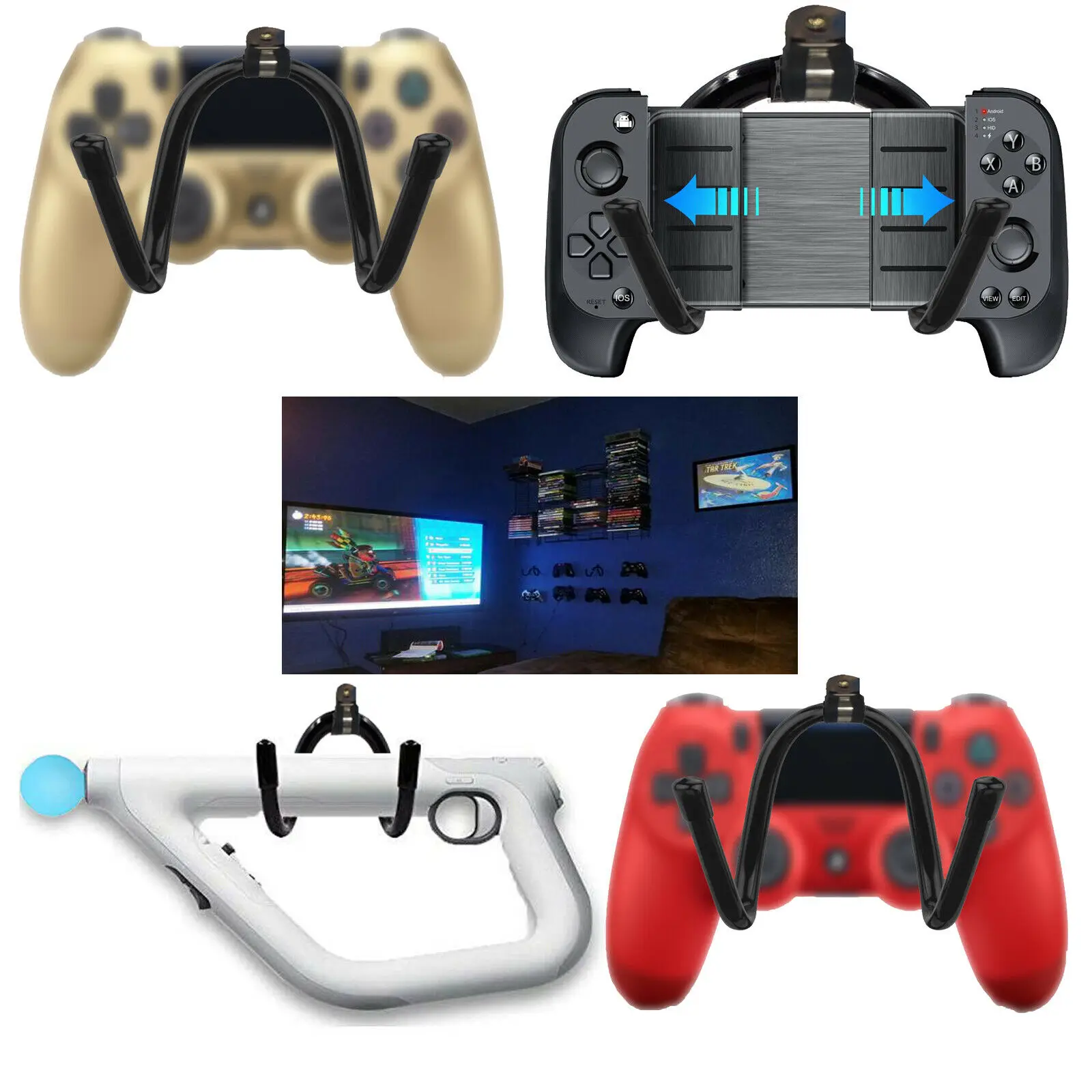 4x игровой органайзер для пультов настенная вешалка Xbox One PS4 Switch Pro|Детали