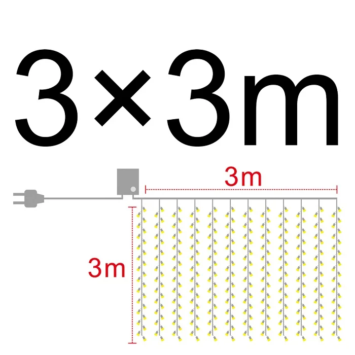 1 3x1/3x2/3x3 м светодиодный гирлянды-сосульки, рождественские сказочные огни, гирлянды для улицы, дома, для свадьбы/вечерние/занавески/украшения сада - Испускаемый цвет: 1
