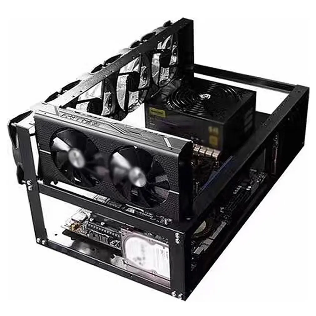 

Steel Coin Open Air Miner Mining Frame Rig Case Up To 6-8 GPU Ethereum Bitcoin Mining Rig Aluminum Stackable Mining Frame