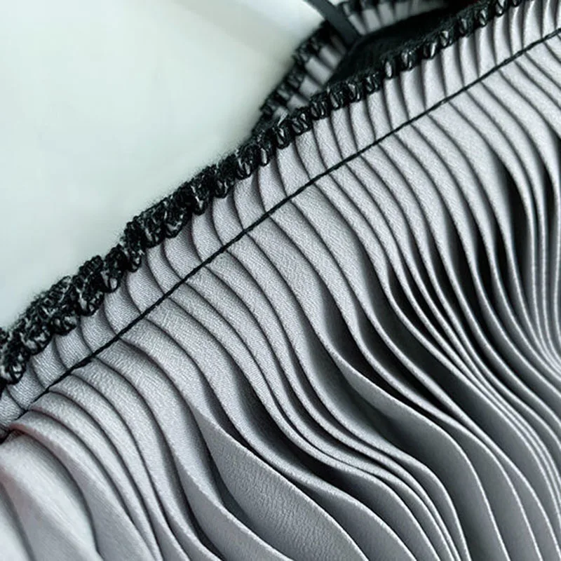 

VGH Elegant Patchwork Ruffle Shirts For Women Square Collar Short Sleeve Hit Color Irregular Hem Casual Blouses Female 2021 Tide