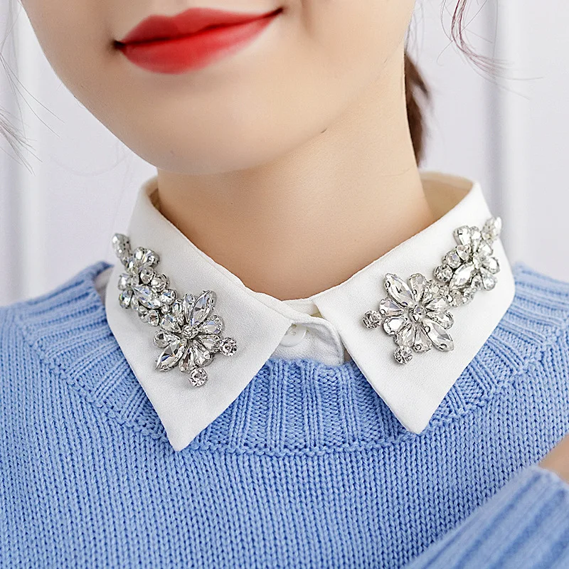 

Womens Chiffon Detachable Collar Solid Color Retro Half Shirt Blouse Top Fake Collars Female Sweater False Collars