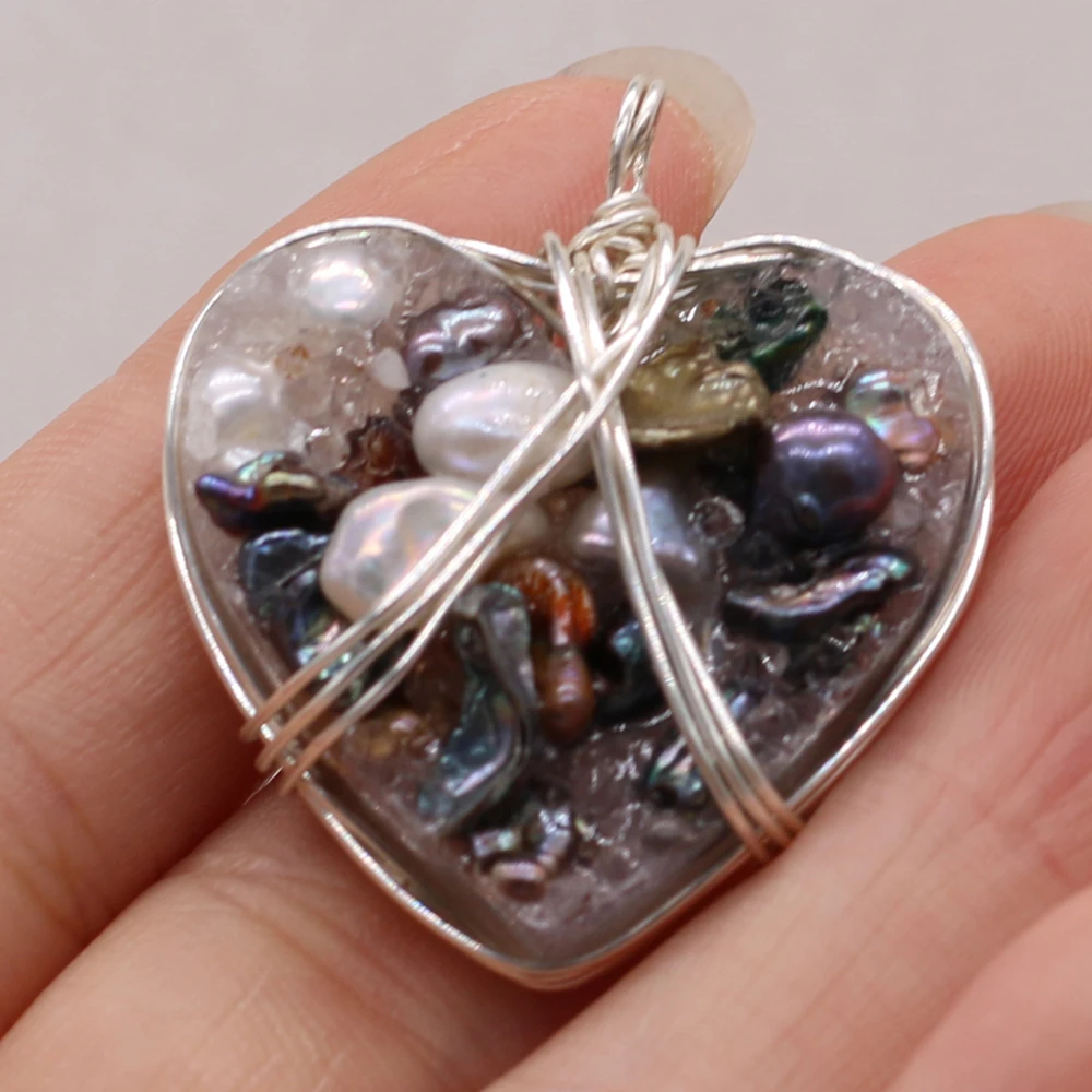 Натуральный Полудрагоценный камень в форме сердца жемчуг хрустальные бутоны