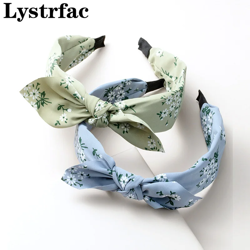 

Lystrfac New Fashion Fabric Bow Hairband for Women Girls Rabbit Ears Headband Flower Hair Hoop Bezel Ladies Hair Accessories