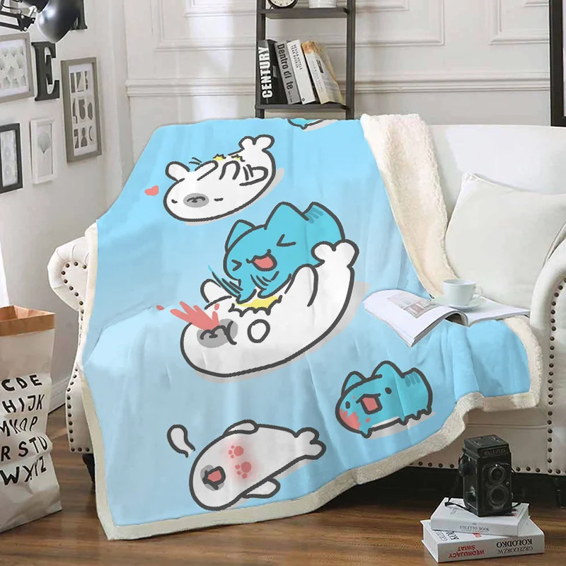 Manta de felpa de doble capa con dibujos animados de Bugcat Capoo para ni&ntilde;os y ni&ntilde;as, colcha c&aacute;lida para sof&aacute;, funda de viaje-5