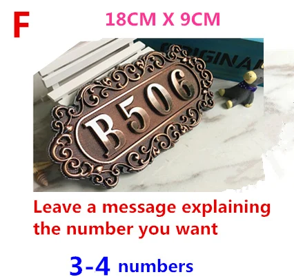 Number or letter ABS европейский номер двери наклейка античная медь номер дома знак 3 до 4 номера индивидуальные для гостиницы квартиры вилла двери - Цвет: Number or letter