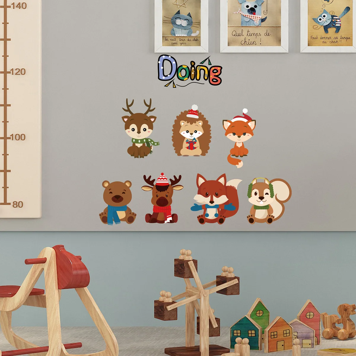 

Mamalook Deer Squirrel Bear Wall Sticker Cartoon Animal Kids Bedroom Creative Decoration Sticker