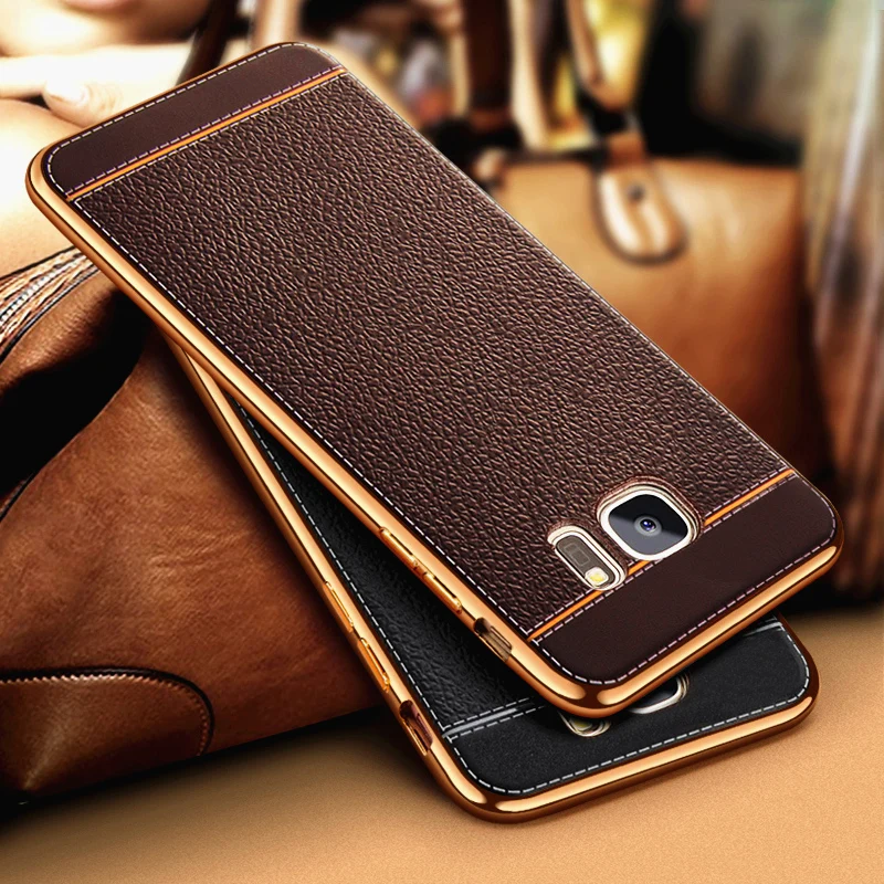 Luxury Litchi Business Leather Pattern Phone Case For Samsung Galaxy S7 S6 Edge G9300 Ultra Thin Soft Silicone Cases Retro Cover |