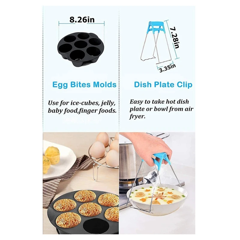 

8 Inch Air Fryer Accessories for Tower, Phillips, Gowise Airfryer Fit All Deep Fryer Accessories XXL 4.8-5.9 QT kitchen baking t