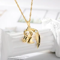 fashion horse head pendant necklace for women charm animal stainless steel gold chain mane equine equestrian jewelry gift bff