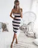 2019 летнее Новое модное пляжное платье женское Полосатое цветное тонкое карандаш