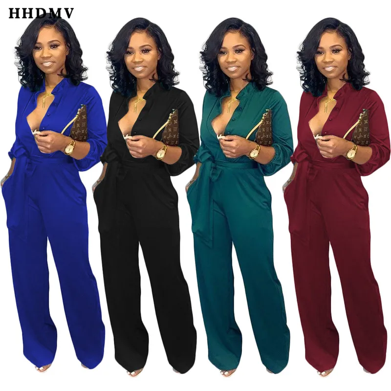 Комбинезоны в офисном стиле HHDMV SN3657 комбинезоны с длинным рукавом и лацканами