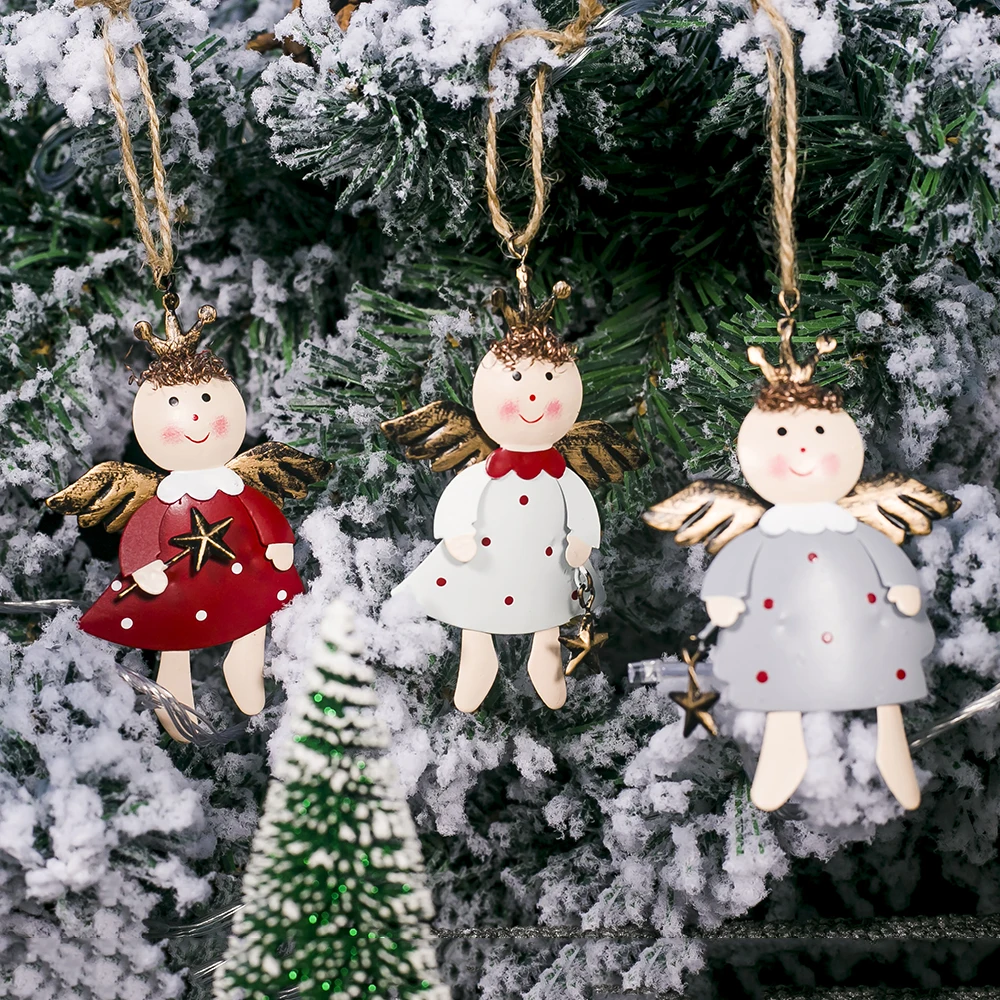 

Cute Metal Angel Girl Doll Christmas Ornament Kids Toy Christmas Tree Decor Hang Pendant Xmas Party New Year Decor
