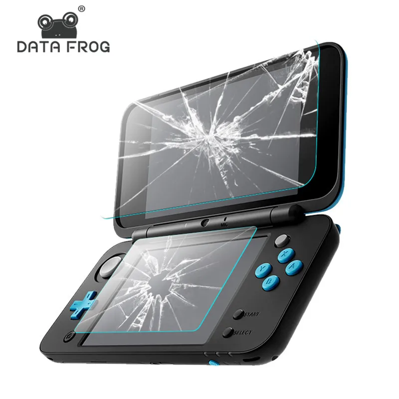 

DATA FROG 2 Pcs Tempered Glass Screen Protector Cover Film for Nintendo New 2DS XL/LL Premium Full Cover Case Protector Film