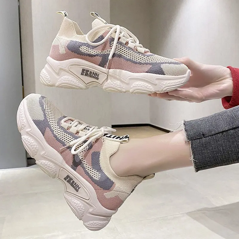 

Spring Fashion Woman Vulcanize Shoes Women Sneakers Zapatos De Mujer Platform Shoes Chunky Shoes Mesh Rome Woman Shoe