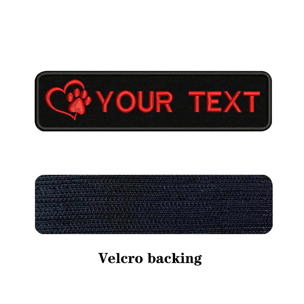 red-Velcro Вышивка на заказ собака отпечаток имя заплатка с текстом 10 см* 2,5 см значок Утюг на или липучке Подложка для одежды брюки рюкзак шляпа - Цвет: red-Velcro