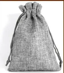 Grey Льняной мешок Hessian мешковины конфет Организатор Шнурок Мешок свадебный сувенир джутовые подарочные сумки - Цвет: Grey