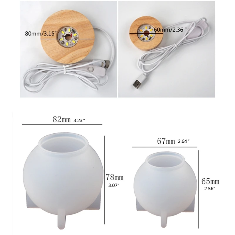 

Y1UE Crystal Ball LED Night Lights Epoxy Resin Mold Home Decorations Silicone Mold