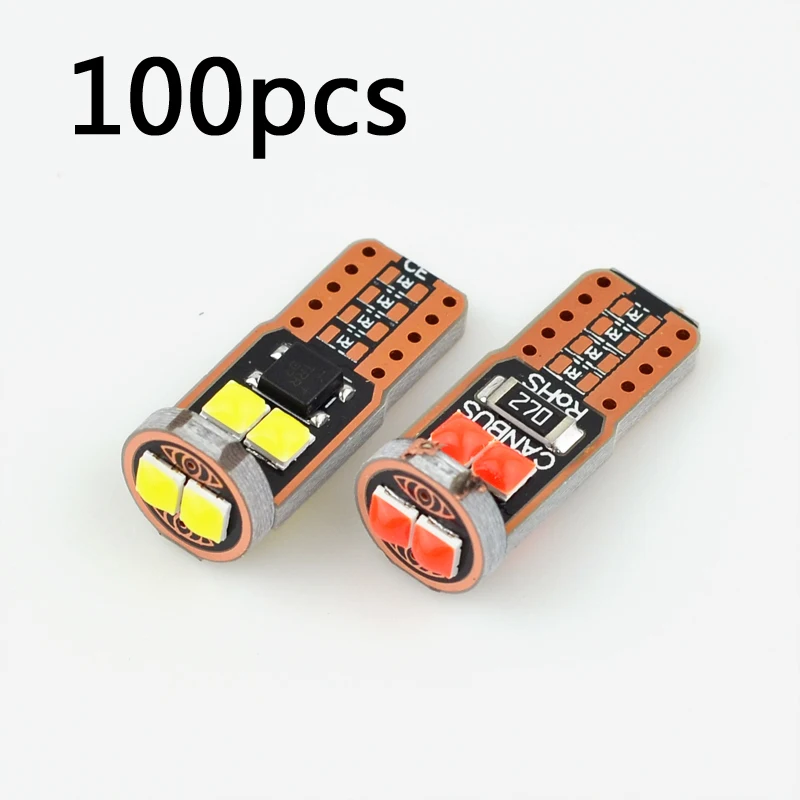 

Светодиодсветодиодный лампы Canbus 6SMD, W5W, T10, 100 шт., 12 В, WY5W, 194, 168, габаритные огни для салона автомобиля, габаритные огни Автоматическая сигналь...