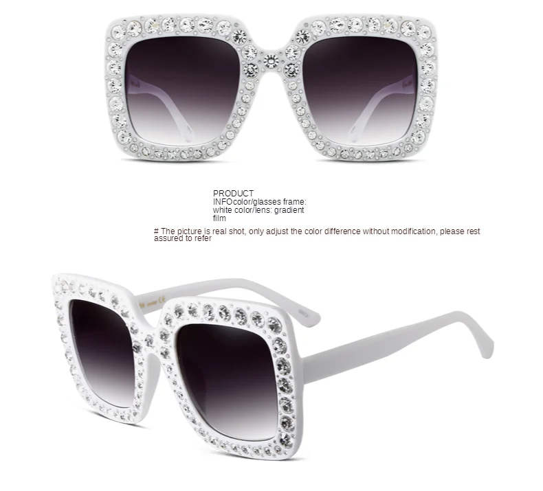 

Korean Style Fashionable Sunglasses Female Stars Style Large Frame Diamond Sunglasses UV400 UV Protection Glasses