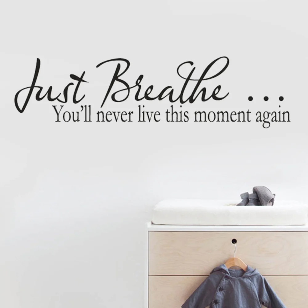 

Just Breathe You Will Never Live This Moment Again Quote Wall Decal Vinyl Sayings Wallpaper (Black)