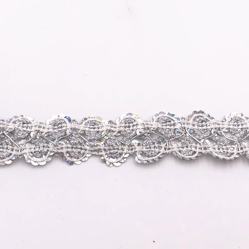 

1yard Silver serpentine cross enchanting beads woven lace wedding dress lace necklaces DIY handmade doll sewing craft accessorie