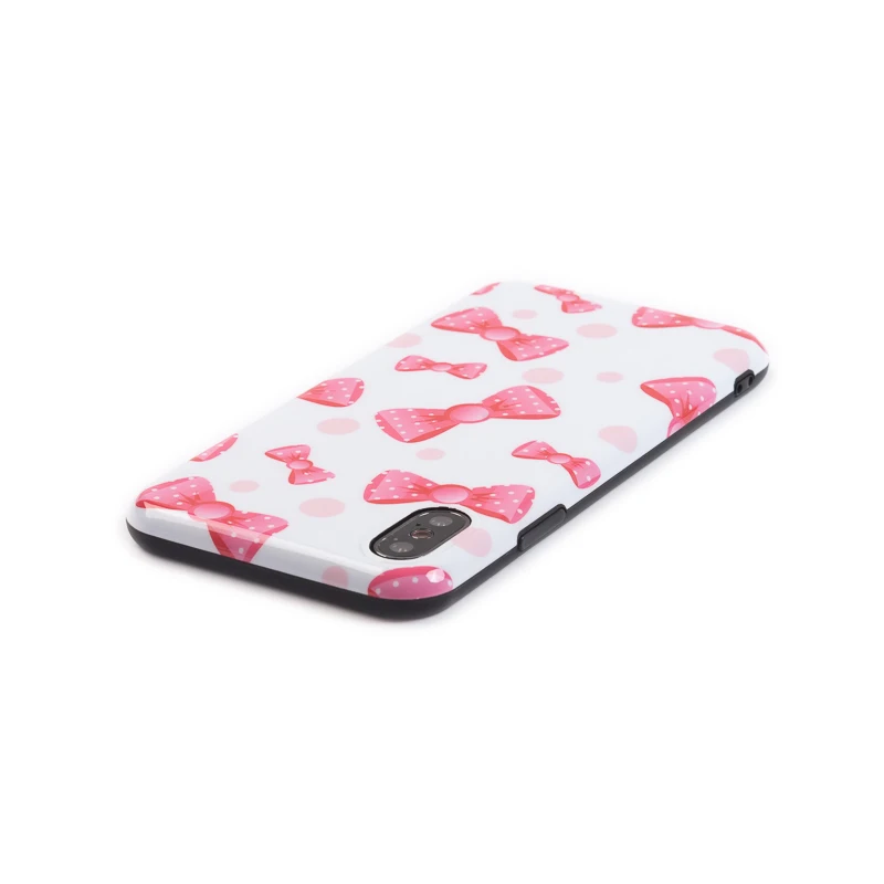 Роскошный глянцевый мягкий силиконовый чехол для телефона iPhone 7 6 6s 8 X XS Max XR Cover Coque Cute Pink Bow tie Candy Color Black Shell TPU on.