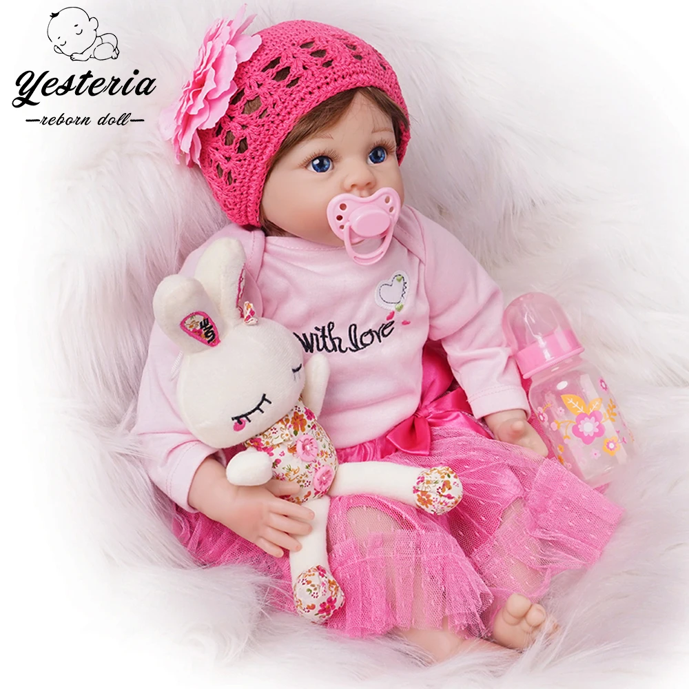 55 см Reborn Baby Doll силиконовый винил новорожденный темно розовый платье пачка|Куклы| |