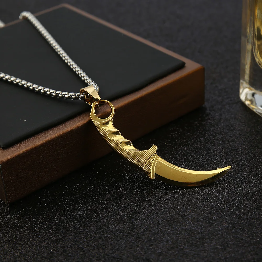 Ожерелье из игры CS GO колье искусственной кожи с ножом Counter Strike Шейное ожерелье для