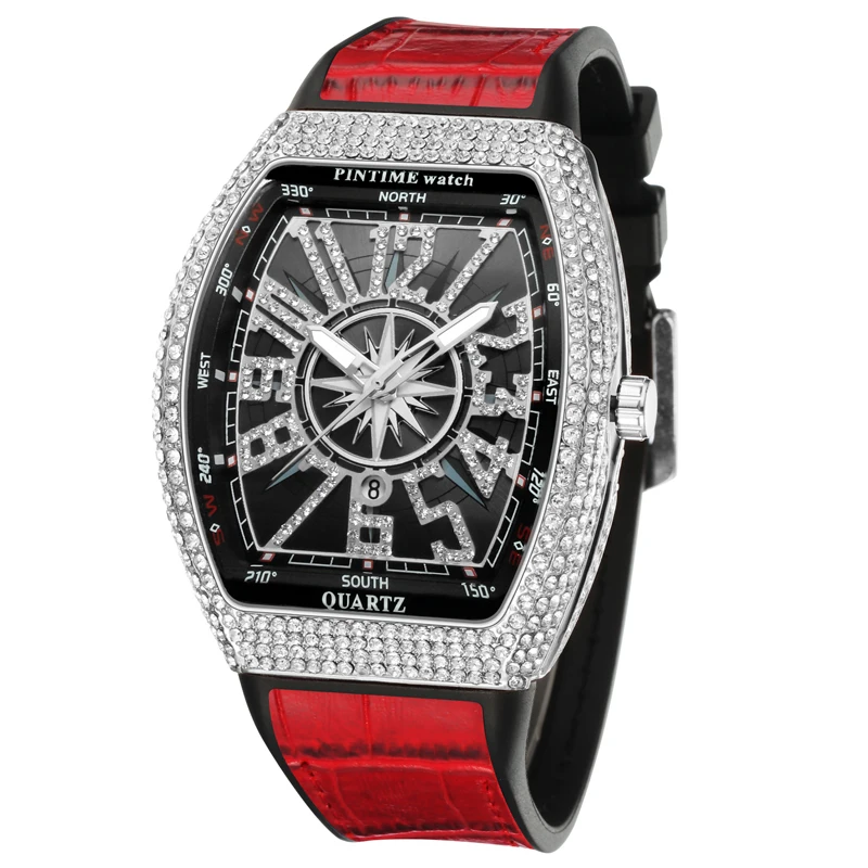 

Creative Watch Men Diamond Leather Hip Hop Gold Mens Watches Top Brand Luxury Military Man Wrist Watch Montre Relogio Masculino