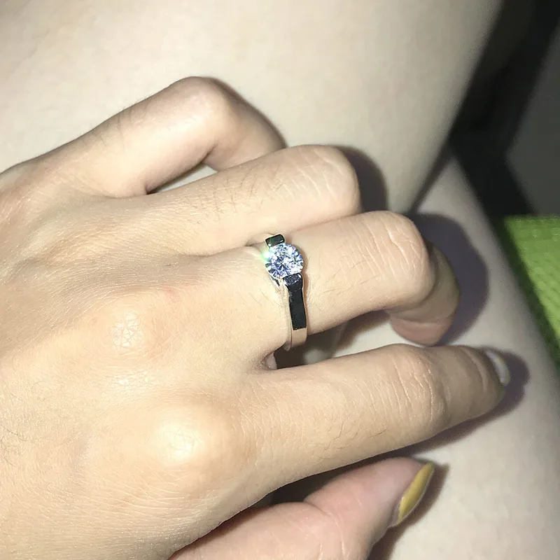 

OMHXZJ RR1067 Jewelry Wholesale European Fashion Woman Girl Party Birthday Wedding Gift Round AAA Zircon 18KT White Gold Ring