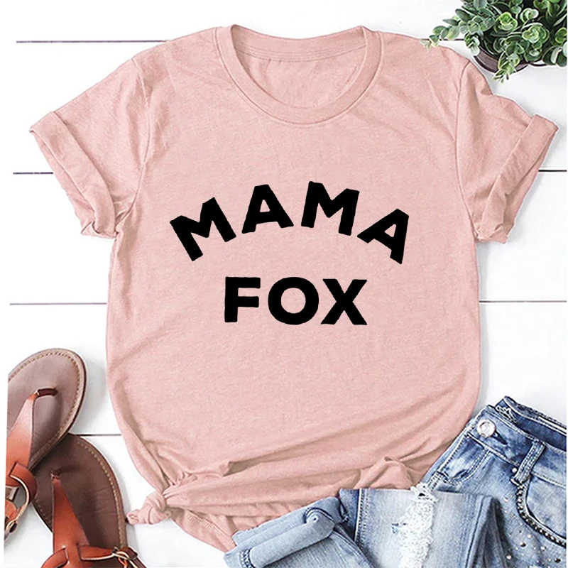 ZBBRDD Mama Fox/футболки, подарочные футболки на день матери, забавные креативные милые хлопковые футболки с буквенным принтом для женщин - Цвет: nude