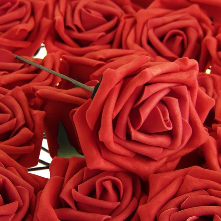 

50pcs/lot Red Foam PE Rose Artificial Flowers for Home Decoration/Bridal Wedding Decor Flower Silk Bouquet Bridal Bridesmaid