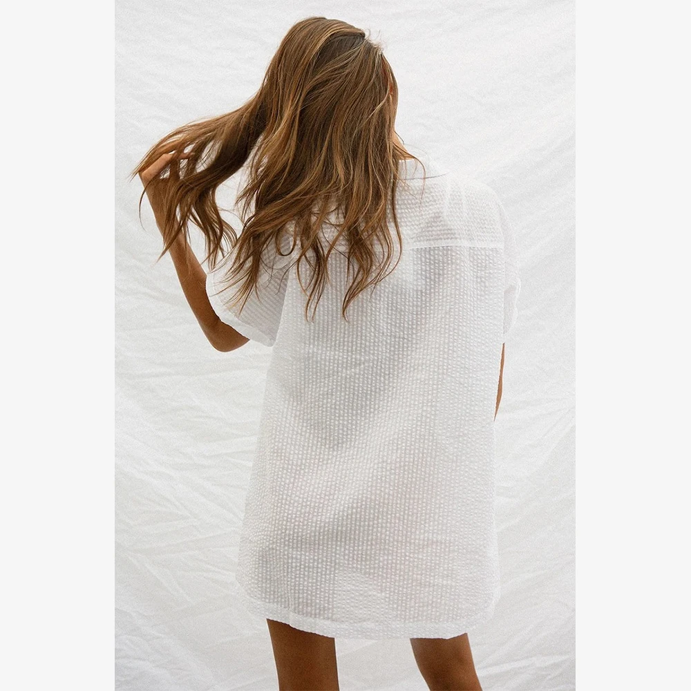 2020 Новое сексуальное бикини накидка белая рубашка туника для пляжа