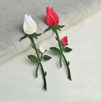 rose embroidery iron on sew on patches for clothing applique diy hat coat dress pants accessories cloth sticker