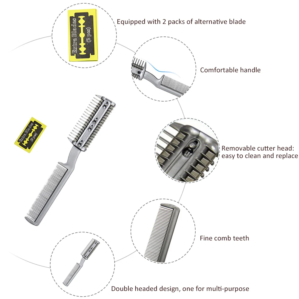 

Pet Hair Removal Brush Manual Razor And Comb For Trimming Cat And Dog Hair Cleaning And Care With 2 Blades