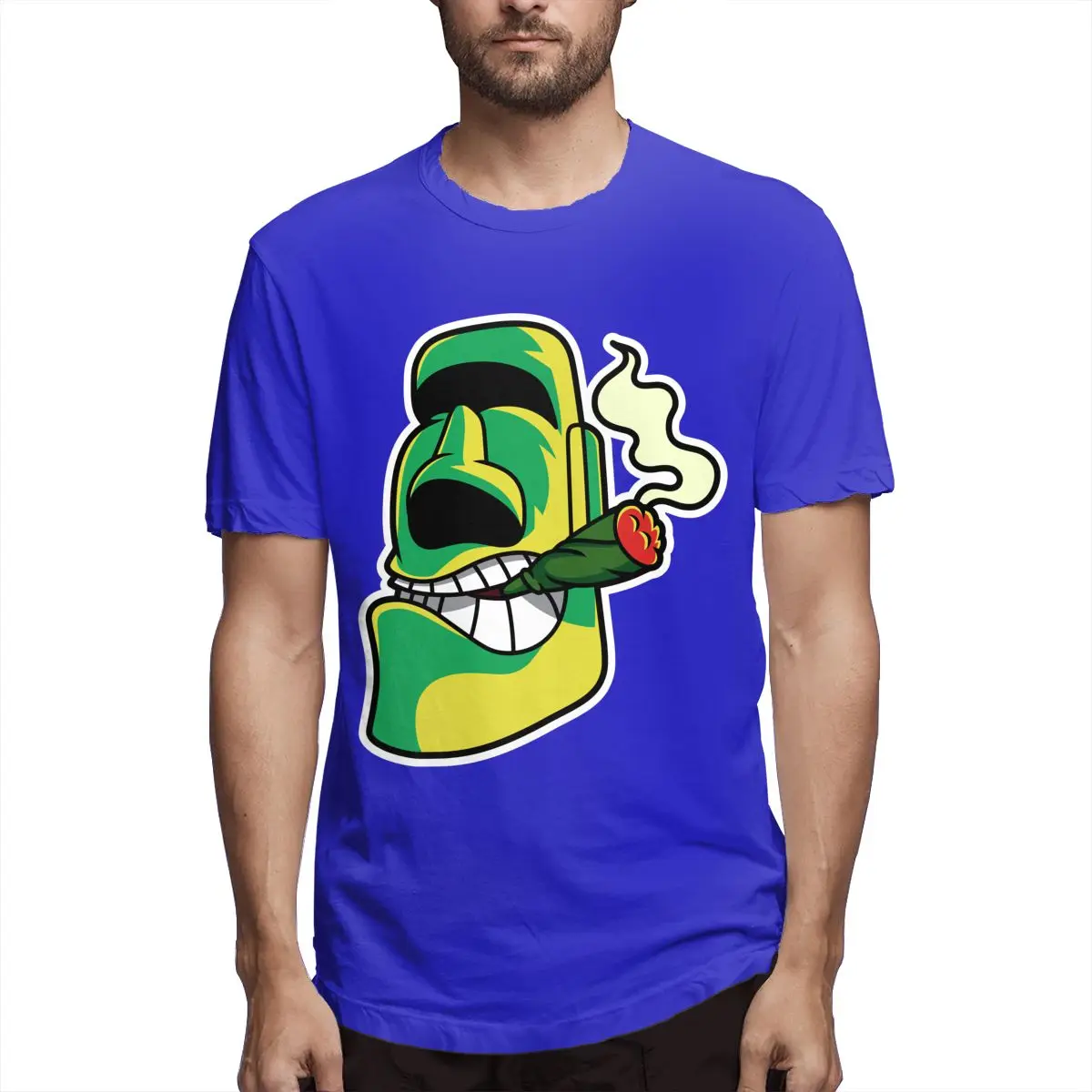 Мужская футболка с коротким рукавом Moai черная Повседневная 3D-принтом