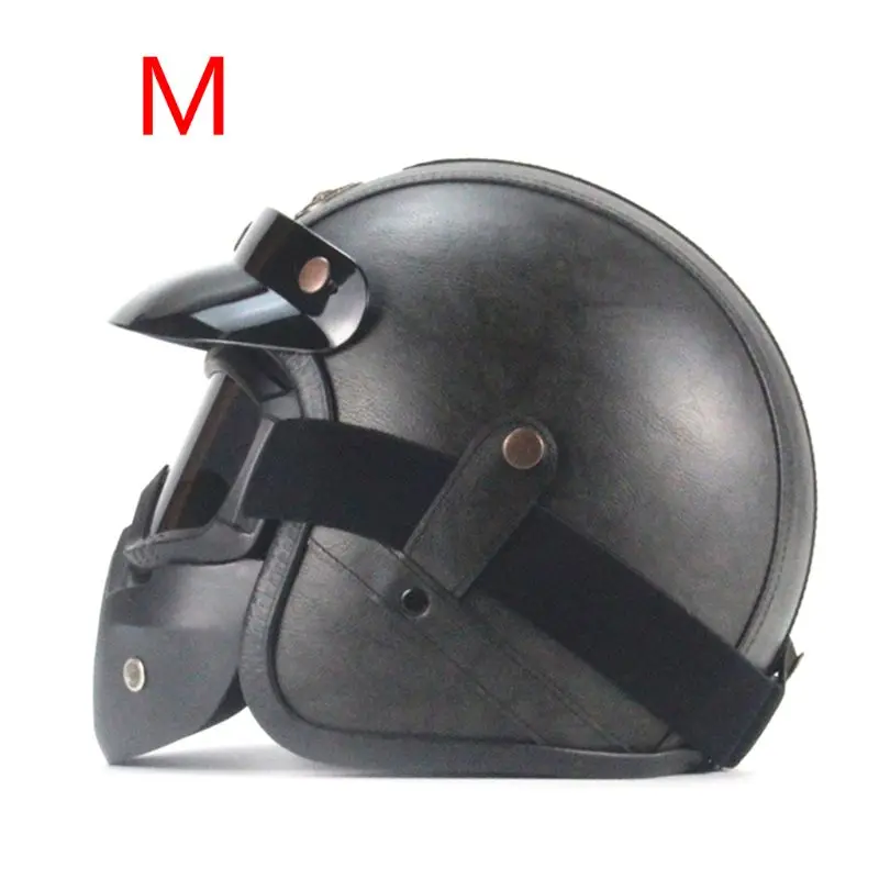 

PU Leather Motorcycle Chopper Bike Helmet Open Face Vintage Motorcycle Helmet