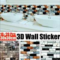 10 Pcs 30x30cm 3D Waterproof Wall Stickers Wallpaper Self-adhesive Home Decor Kitchen Living Room Home Decoration Anti-Collision