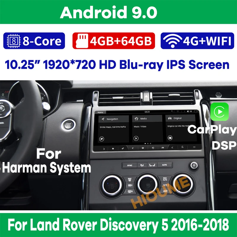 

10.25" Android 9.0 GPS Navigation Audio player radio for Land Rover Discovery 5 2016-2018 Bluetooth WIFI 8Core 4GB+64GB 4G LET