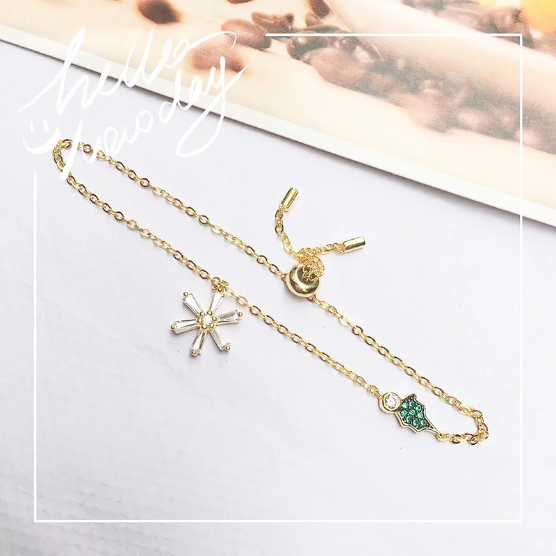 

Snowflake Bracelet 925 Sterling Silver micro inlaid zircon exquisite fashion personality elegant high-end women