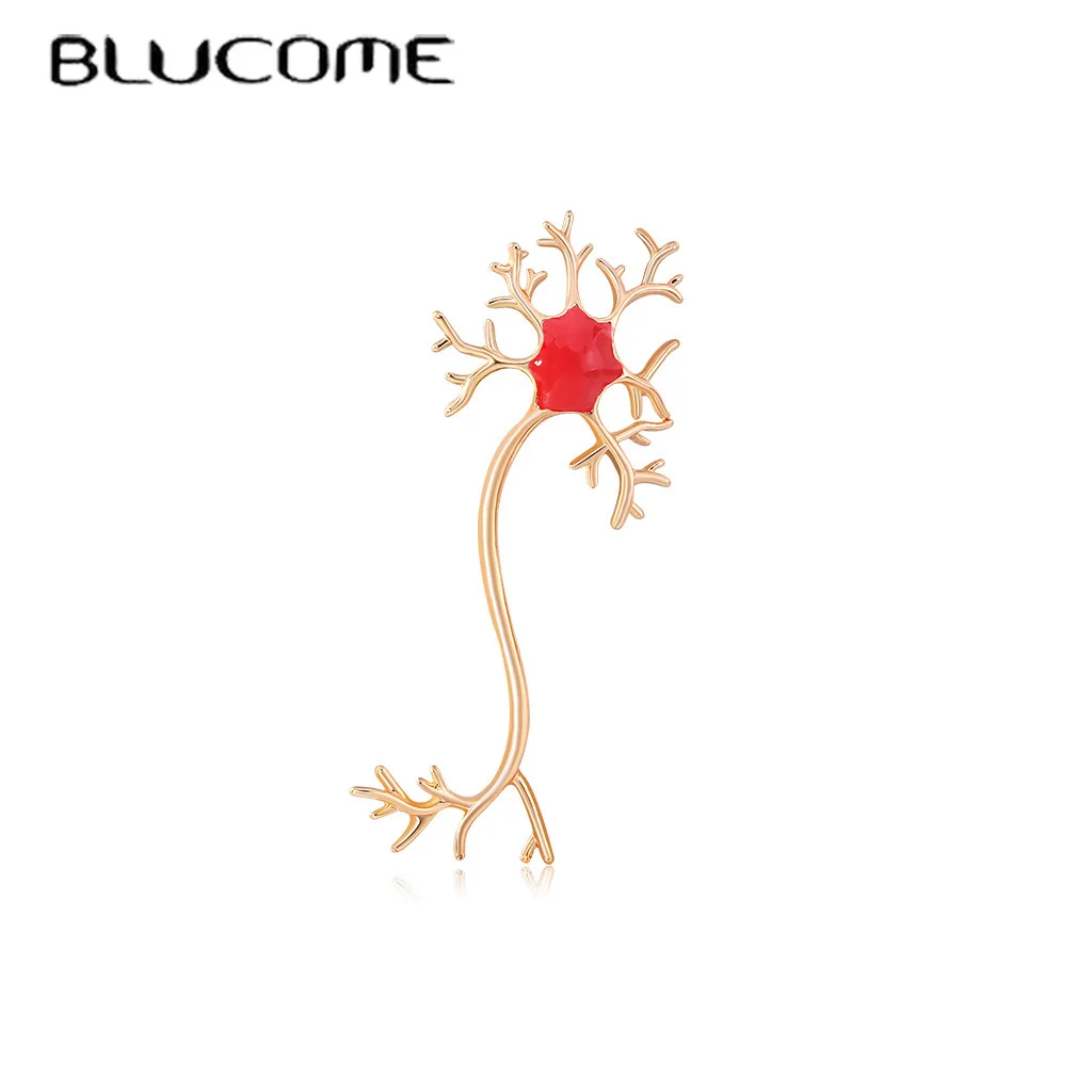 

Blucome New Arrival Special Design Nerve Cell Brooches For Women Alloy Enamel Brooch Corsage Hijab Pin Suit Collar Accessories