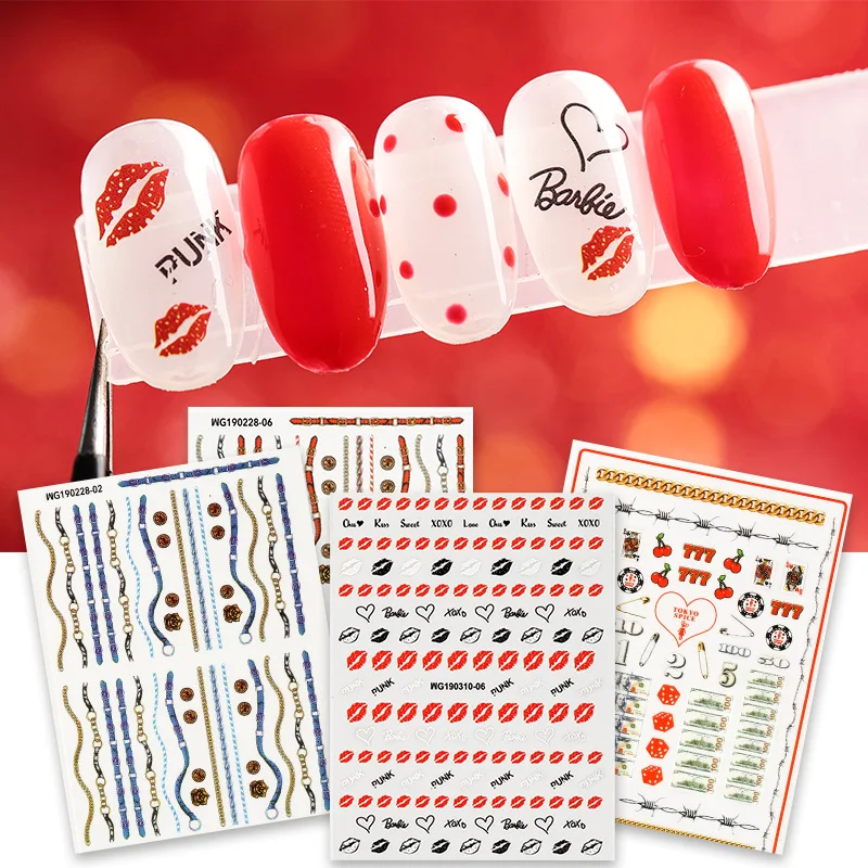 

Nail sticker newest WG-310-6 sexy design 3d template nail decal Japan style rhinestones DIY decoration for nail art tools