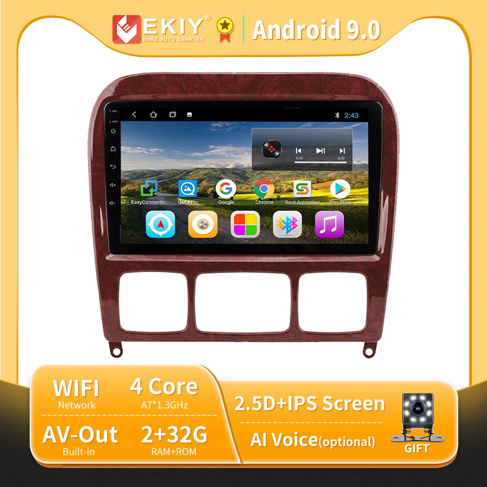 Мультимедийный плеер EKIY Автомобильный 2Din 9 дюймов IPS экран GPS для Mercedes Benz S Class W220 S280