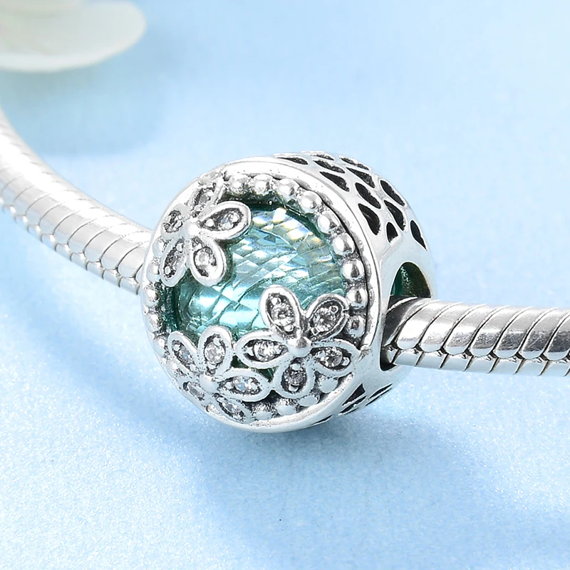

Fashion delicate 925 Sterling Silver three flowers green CZ beads Fit Original europeu Charm Bracelet Jewelry making
