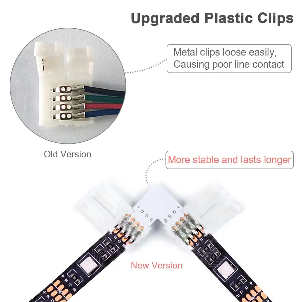 10 мм 4 Pin-код L Форма светодиодный Rgb Разъем для подключения угловая под прямым