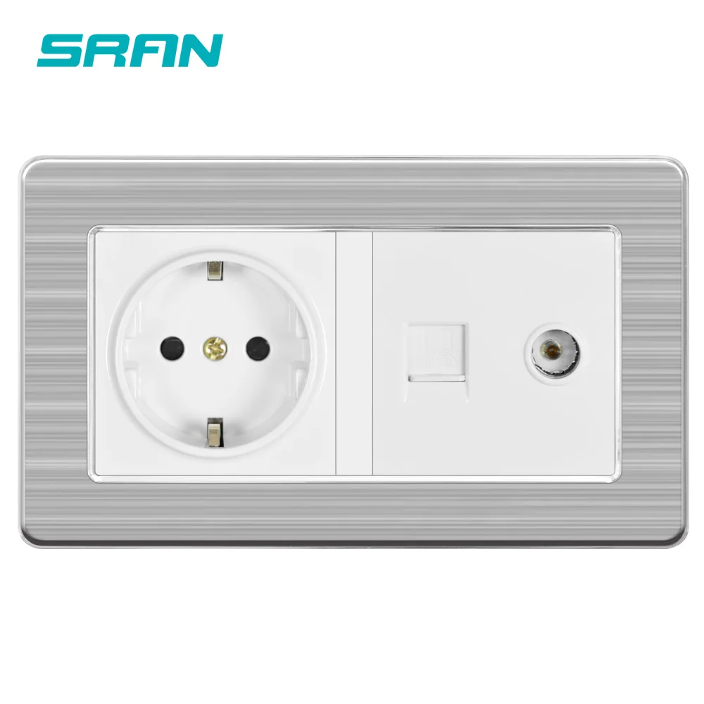 SRAN настенная розетка стандарта ЕС + ТВ Женский Разъем с сетевым компьютером